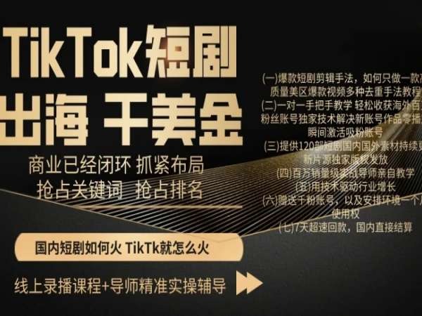 TikTok短剧出海干美金，商业已经闭环抓紧布局，抢占关键词抢占排名-第一资源库