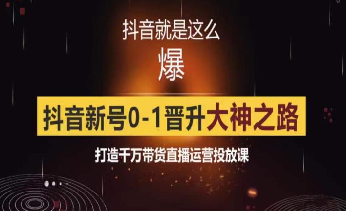 0粉自然流实战起号课，抖音新号0~1晋升大神之路，打造千万带货直播运营投放课-第一资源库