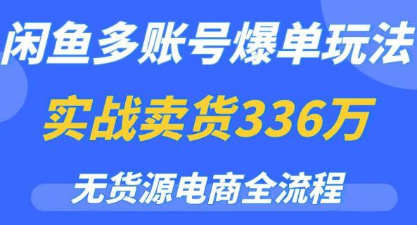 闲鱼多账号爆单玩法，无货源电商全流程，超简单的0门槛变现项目【揭秘】-第一资源库