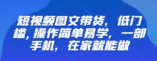 【推荐】短视频图文带货，低门槛,操作简单易学，一部手机，在家就能做-第一资源库