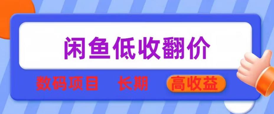 闲鱼低收翻价数码暴利项目，长期高收益【揭秘】-第一资源库