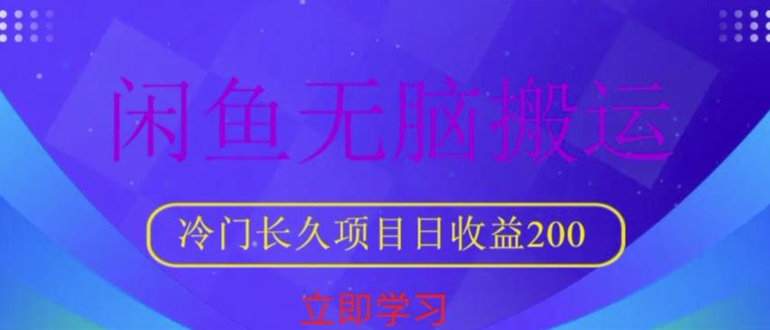 闲鱼无脑搬运，冷门长久项目，日收益200【揭秘】-第一资源库