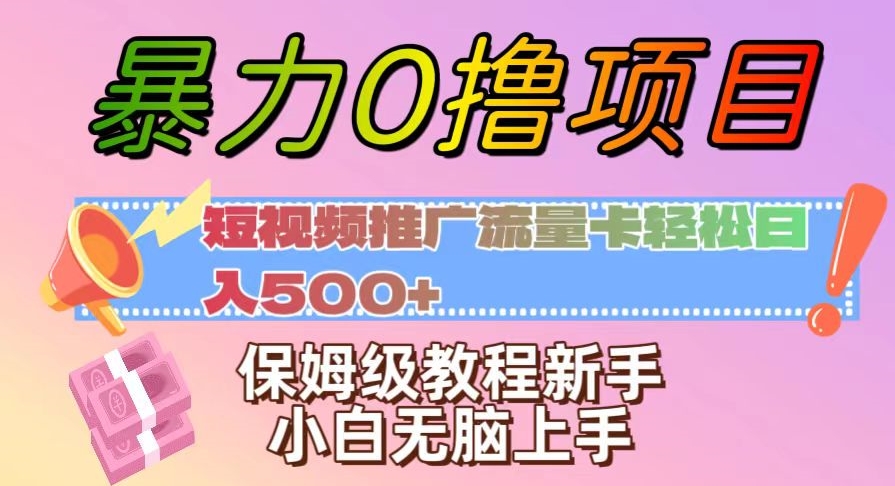 暴力0撸项目：短视频推广流量卡轻松日入500+，保姆级教程新手小白无脑上手【揭秘】-第一资源库