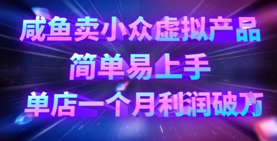咸鱼卖小众虚拟产品，简单易上手，单店一个月利润破W-第一资源库