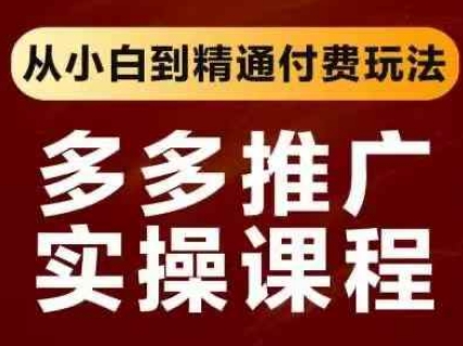 拼多多推广实操课程，从小白到精通付费玩法-第一资源库