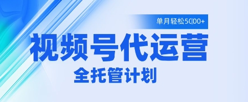 视频号代运营2.0，全程托管招募，单月轻松变现5k【揭秘】-第一资源库