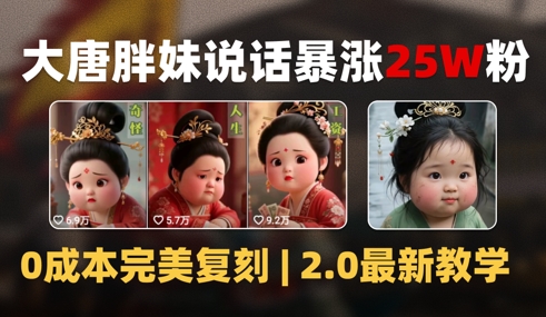 AI大唐胖贵妃说话2.0，40条视频暴涨40w粉，附独家变现攻略-第一资源库