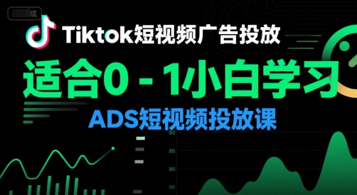 Tiktok短视频广告投放，适合0-1小白学习ADS短视频投放课-第一资源库