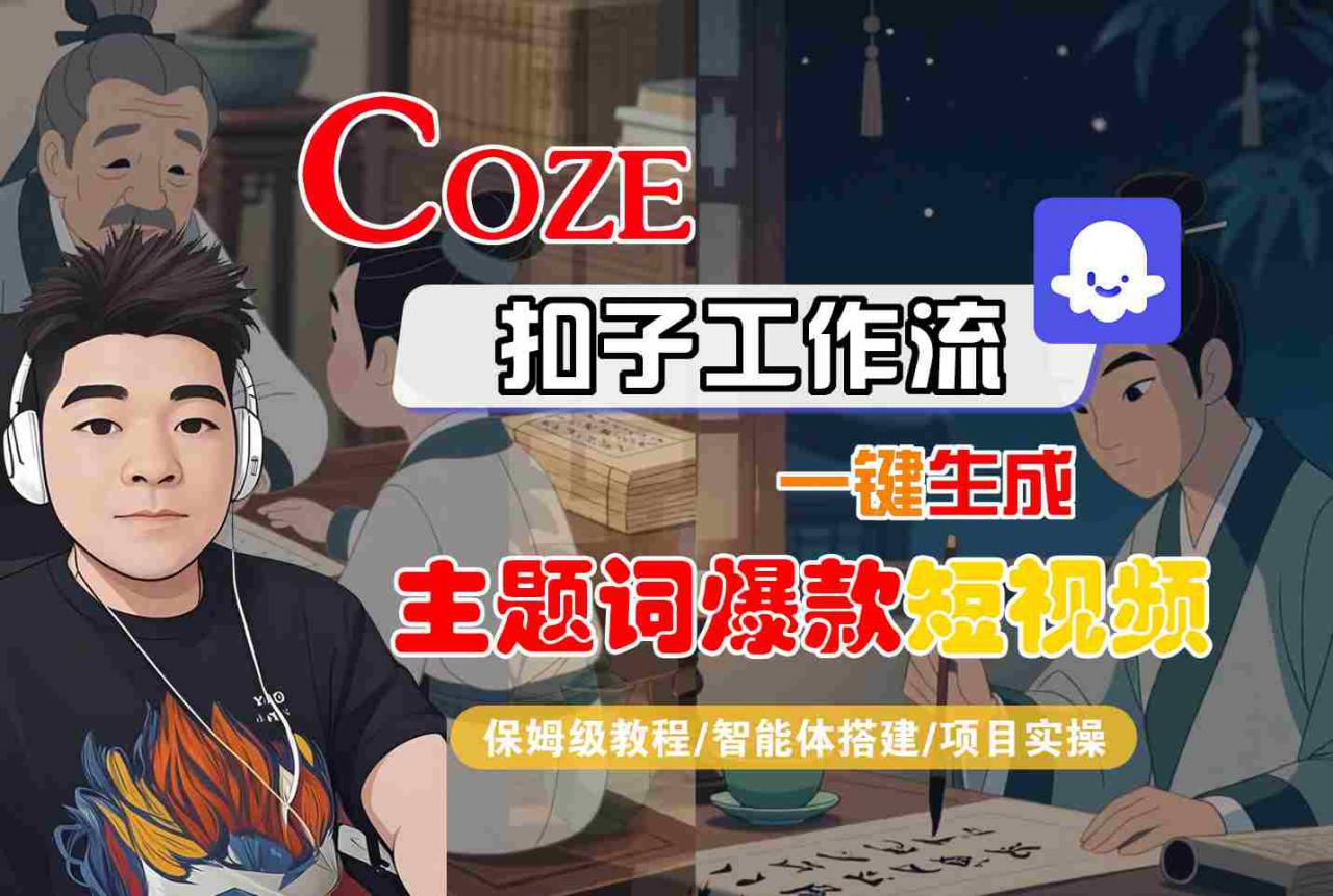 COZE扣子工作流一键生成主题词爆款短视频，保姆级教程-智能体搭建-项目实操-第一资源库