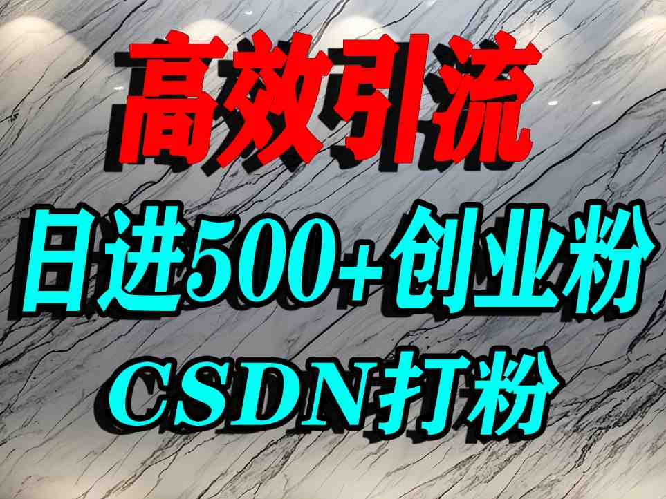 怎么打创业粉？CSDN又一个你不知道的打粉引流神秘平台，单人日引500+精准流量-第一资源库