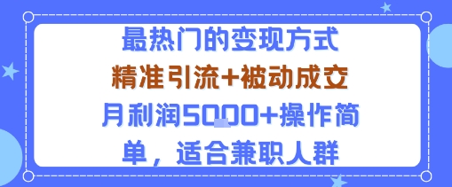 小众赛道玩法：当下最热门的变现方式，精准引流+被动成交月利润5k+操作简单，适合兼职人群-第一资源库