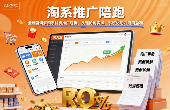 淘系推广陪跑，全维度讲解淘系付费推广逻辑，从理论到实操，系统化助力店铺盈利-第一资源库