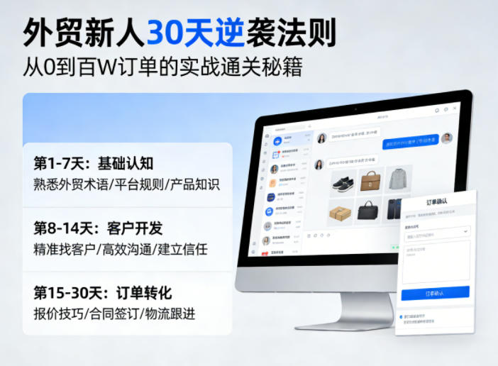 外贸新人30天逆袭法则，教你从0到百W订单的实战通关秘籍-第一资源库