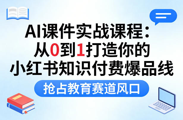 AI课件实战课程，从0到1打造你的小红书知识付费爆品线，抢占教育赛道风口-第一资源库