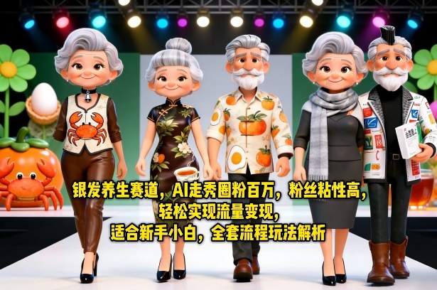 银发养生赛道，AI走秀圈粉百万，粉丝粘性高，轻松实现流量变现，适合新手小白，全套流程玩法解析-第一资源库