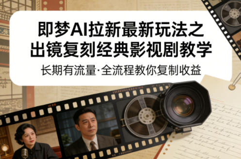 即梦AI拉新最新玩法之出镜复刻经典影视剧教学，长期有流量，全流程教你复制收益-第一资源库