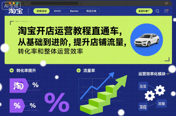淘宝开店运营教程直通车,从基础到进阶,提升店铺流量,转化率和整体运营效率(更新26年3月)