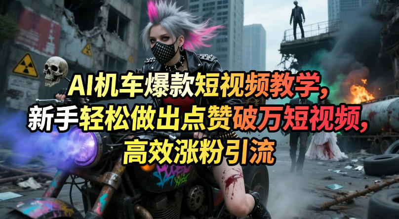 AI机车爆款短视频教学，新手轻松做出点赞破万短视频，高效涨粉引流-第一资源库