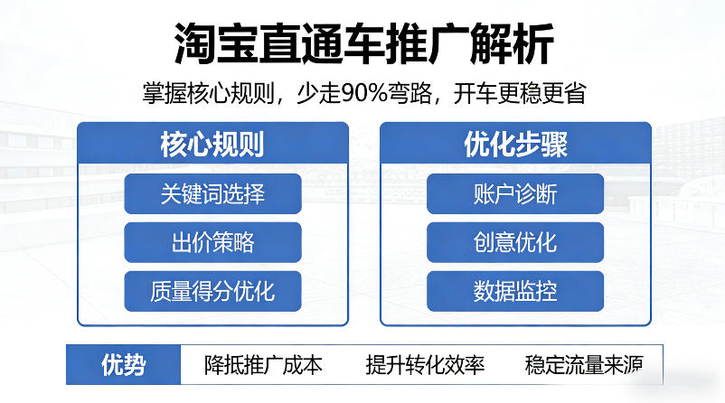 淘宝直通车推广解析，掌握核心规则，少走90%弯路，开车更稳更省-第一资源库