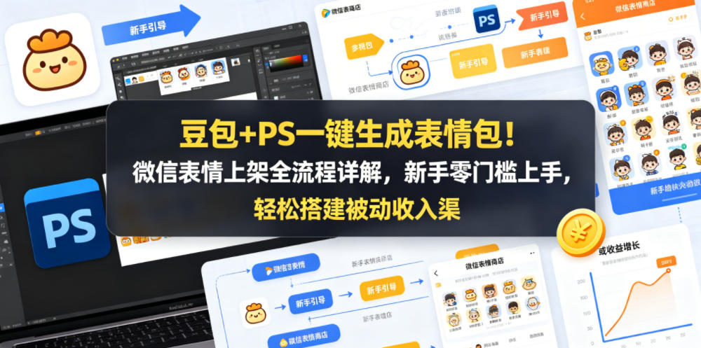 豆包+PS一键生成表情包！微信表情上架全流程详解，新手零门槛上手，轻松搭建被动收入渠道-第一资源库