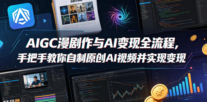AIGC漫剧创作与AI变现全流程，手把手教你自制原创AI视频并实现变现-第一资源库