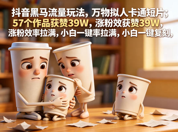 抖音黑马流量玩法，万物拟人卡通短片，57个作品获赞39W，涨粉效率拉满，小白一键复刻，保姆级拆解-第一资源库