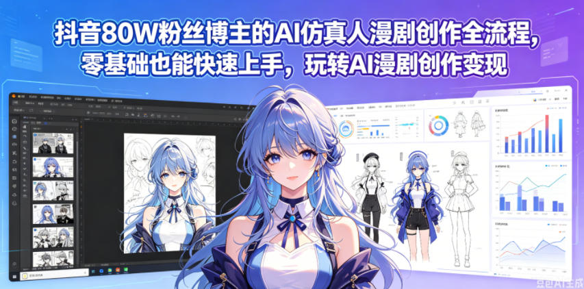 抖音80W粉丝博主的AI仿真人漫剧创作全流程，零基础也能快速上手，玩转AI漫剧创作变现-第一资源库