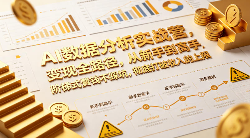 AI数据分析实战营，变现全路径，从新手到高手，阶梯式賺钱不踩坑，彻底打破收入的上限-第一资源库