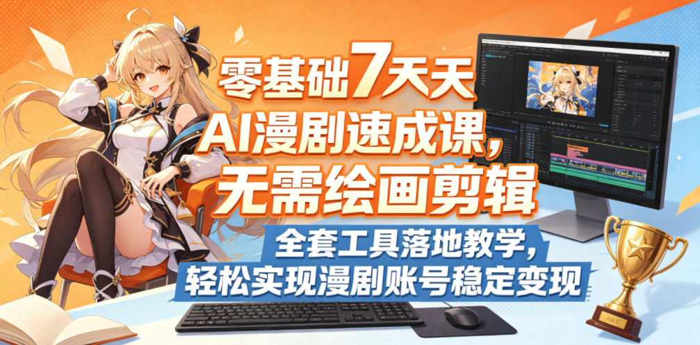零基础7天AI漫剧速成课，无需绘画剪辑，全套工具落地教学，轻松实现漫剧账号稳定变现-第一资源库