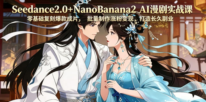 Seedance2.0+NanoBanana2 AI漫剧实战课，零基础复刻爆款成片涨粉变现，打造长久副业收益-第一资源库