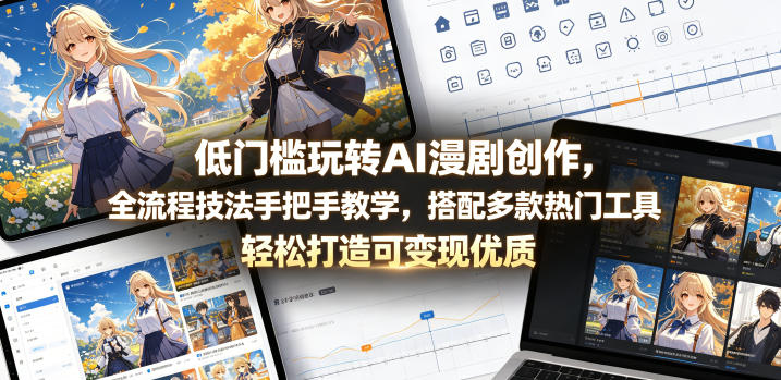 低门槛玩转AI漫剧创作，全流程技法手把手教学，搭配多款热门工具，轻松打造可变现优质作品-第一资源库