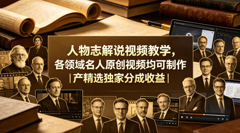 人物志解说视频教学，各领域名人原创视频均可制作丨精选独家分成收益（更新0430）-第一资源库