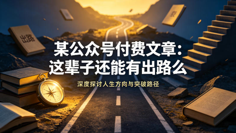 某公众号付费文章：这辈子还能有出路么-第一资源库