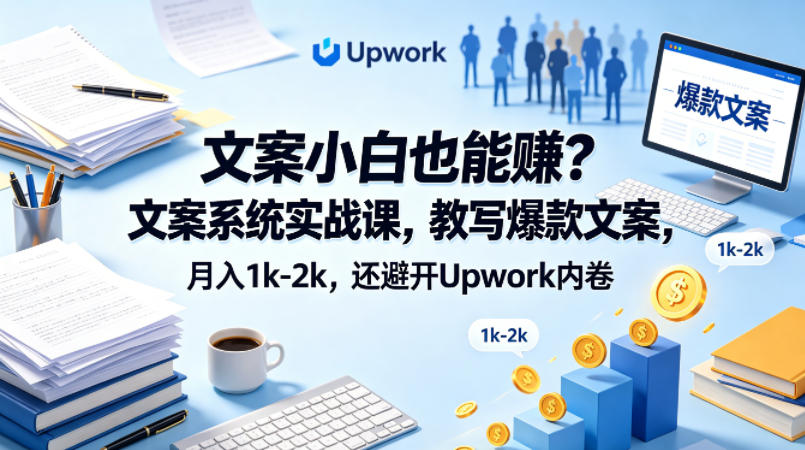 文案小白也能賺？文案系统实战课，教写爆款文案，月入1k-2k，还避开Upwork内卷【原创双语字幕】-第一资源库