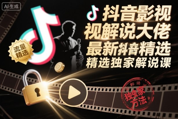 抖音影视解说大佬最新抖音进精选和独家方法，精选独家解说课（更新26年3月）-第一资源库