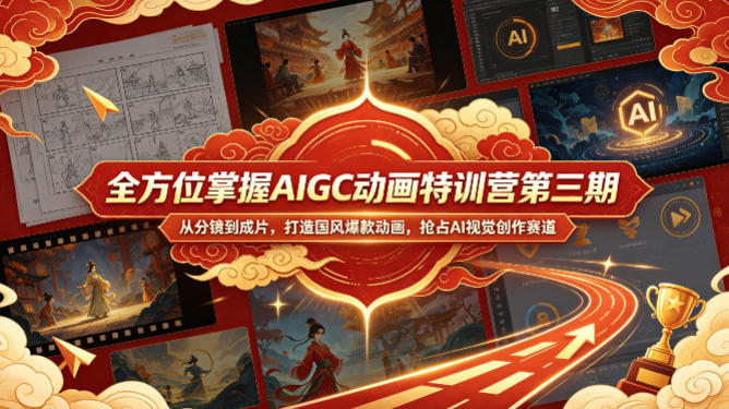 全方位掌握AIGC动画特训营第三期，从分镜到成片，打造国风爆款动画，抢占AI视觉创作赛道红利-第一资源库