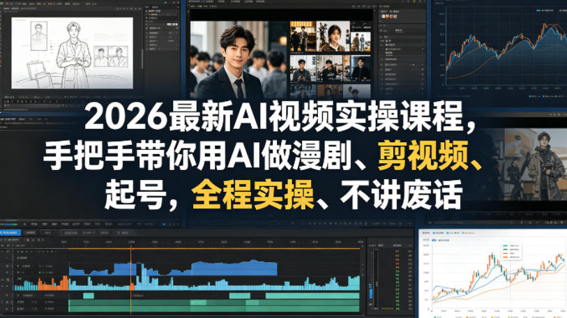 2026最新AI视频实操课程，手把手带你用AI做漫剧、剪视频、起号，全程实操、不讲废话-第一资源库