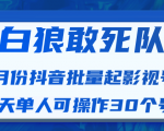 白狼敢死队最新抖音短视频批量起影视号(一天单人可操作30个号)视频课程-第一资源库