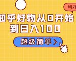 知乎好物从0开始到日入100,超级简单的玩法分享,新人一看也能上手操作-第一资源库