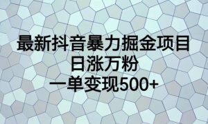 最新抖音暴力掘金项目,日涨万粉,一单变现500+【揭秘】-第一资源库