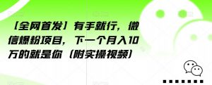 【全网首发】有手就行，微信爆粉项目，下一个月入10万的就是你（附实操视频）【揭秘】-第一资源库
