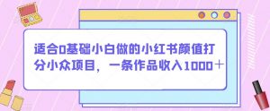 适合0基础小白做的小红书颜值打分小众项目,一条作品收入1000+【揭秘】-第一资源库