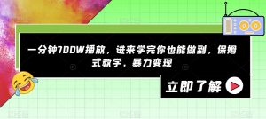 一分钟700W播放,进来学完你也能做到,保姆式教学,暴力变现【揭秘】-第一资源库