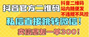 价值3000的技术！抖音二维码直跳微信！站内无限发不违规！-第一资源库