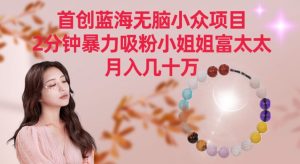 首创蓝海无脑小众项目,2分钟暴力吸粉小姐姐富太太,月入几十万【揭秘】-第一资源库