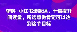 李鲆·小红书爆款课,十倍提升阅读量,听话照做肯定可以达到这个目标-第一资源库