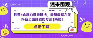 抖音3大暴力搞钱玩法，最新最暴力在抖音上面赚钱的方法【揭秘】-第一资源库