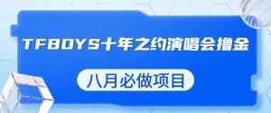 最新蓝海项目，靠最近非常火的TFBOYS十年之约演唱会流量掘金，八月必做的项目【揭秘】-第一资源库