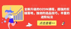 全新升级的OZON课程,超强的实操落地,独创的选品技巧,丰富的进阶玩法-第一资源库