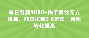 单日利润4000+快手美女无人挂播,网盘拉新3.0玩法,男粉转化超高【揭秘】-第一资源库